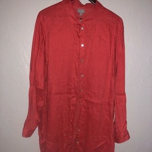 Long J.JILL Linen Tomato Button Down Cover